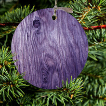 Purple Weathered Wood Grain Print Ceramic Ornament