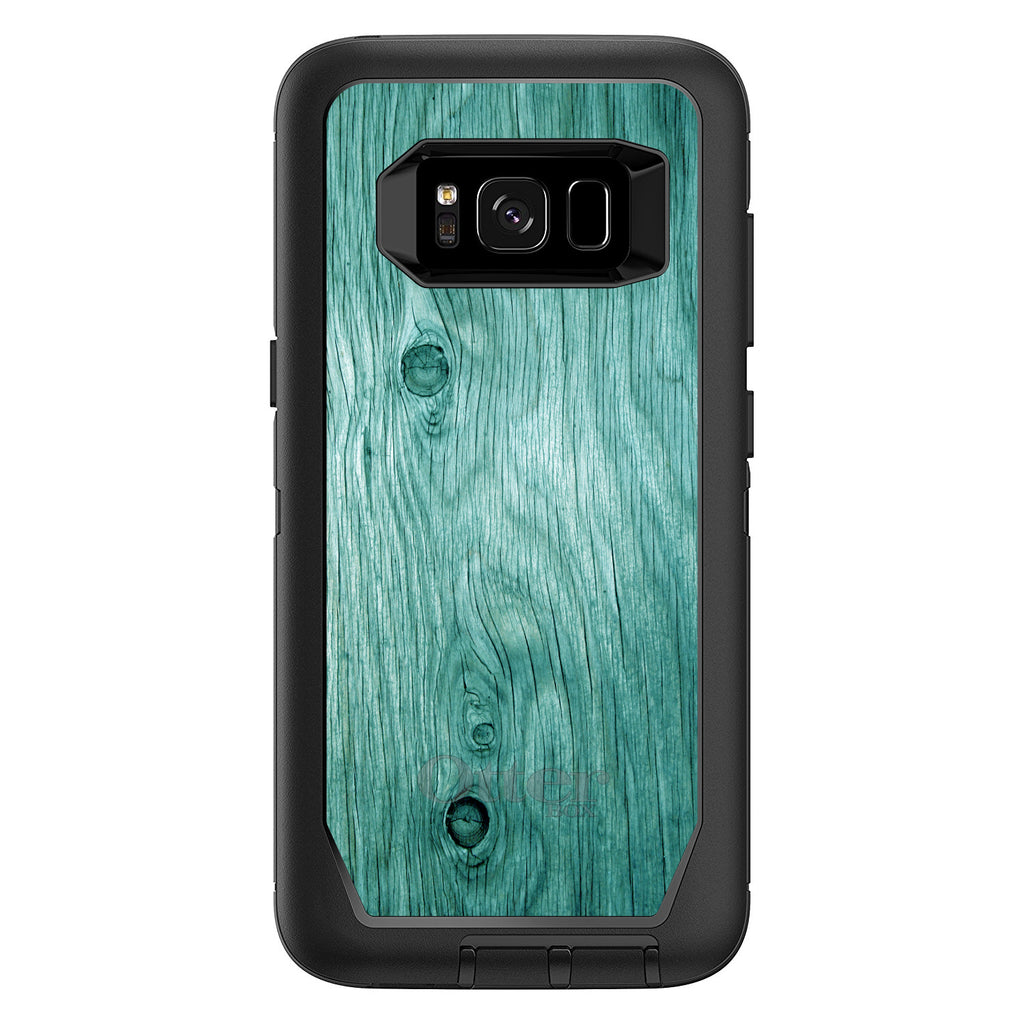 Teal Weathered Wood Grain Print OtterBox Defender Case for iPhone & Galaxy, view 12