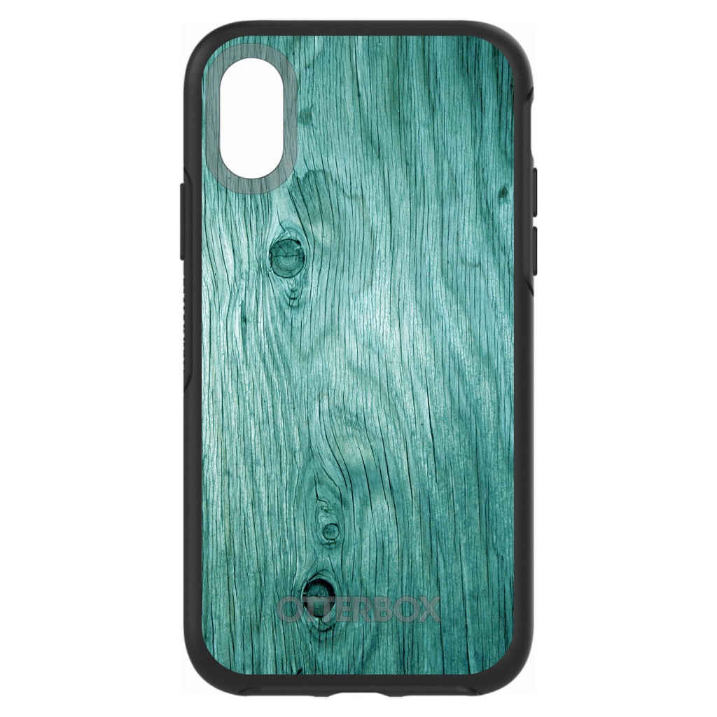 Teal Weathered Wood Grain Print OtterBox Symmetry Case for iPhone & Galaxy, view 4