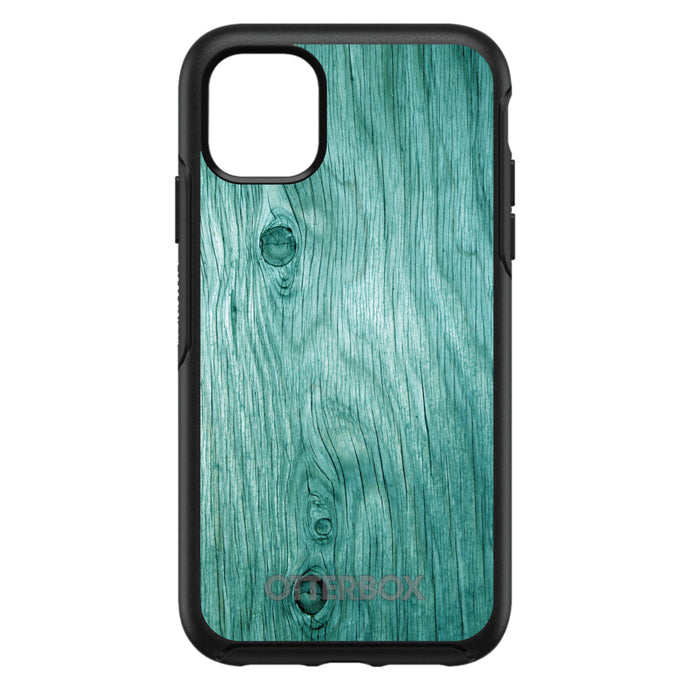 DistinctInk™ OtterBox Symmetry Series Case for Apple iPhone / Samsung Galaxy / Google Pixel - Teal Weathered Wood Grain Print