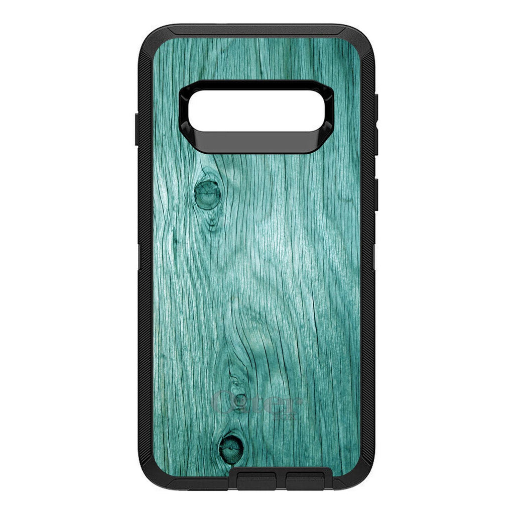 Teal Weathered Wood Grain Print OtterBox Defender Case for iPhone & Galaxy, view 9