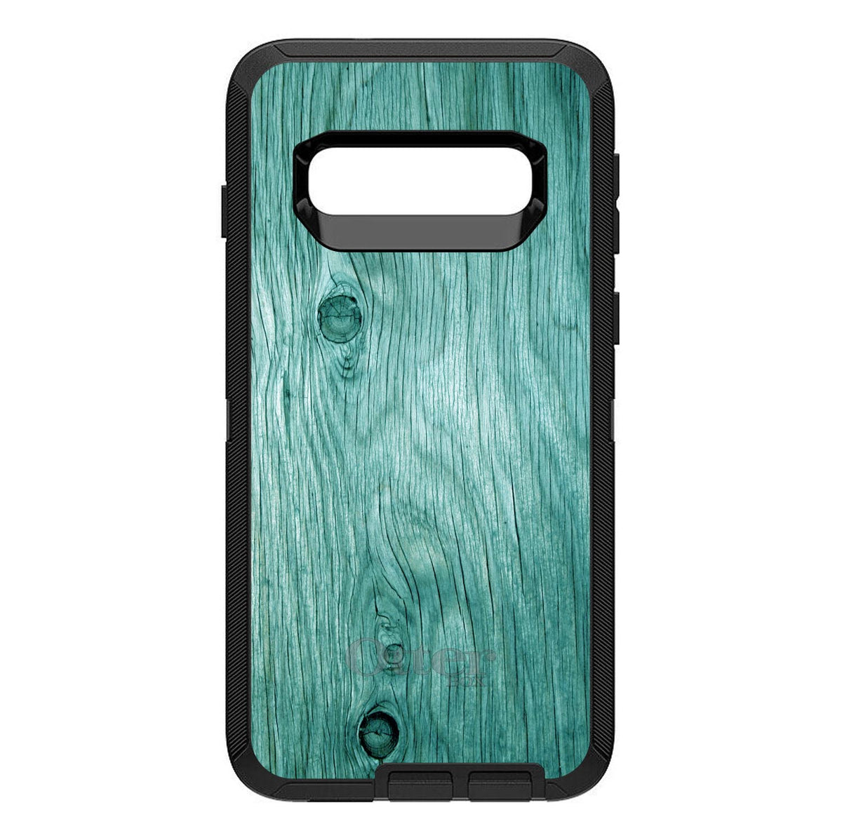 Teal Weathered Wood Grain Print OtterBox Defender Case for iPhone & Galaxy, view 9