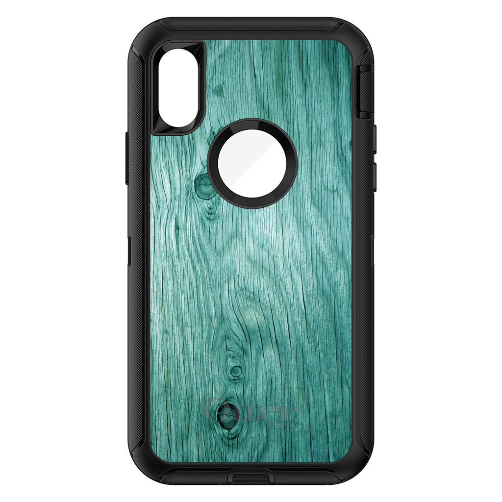 Teal Weathered Wood Grain Print OtterBox Defender Case for iPhone & Galaxy, view 3