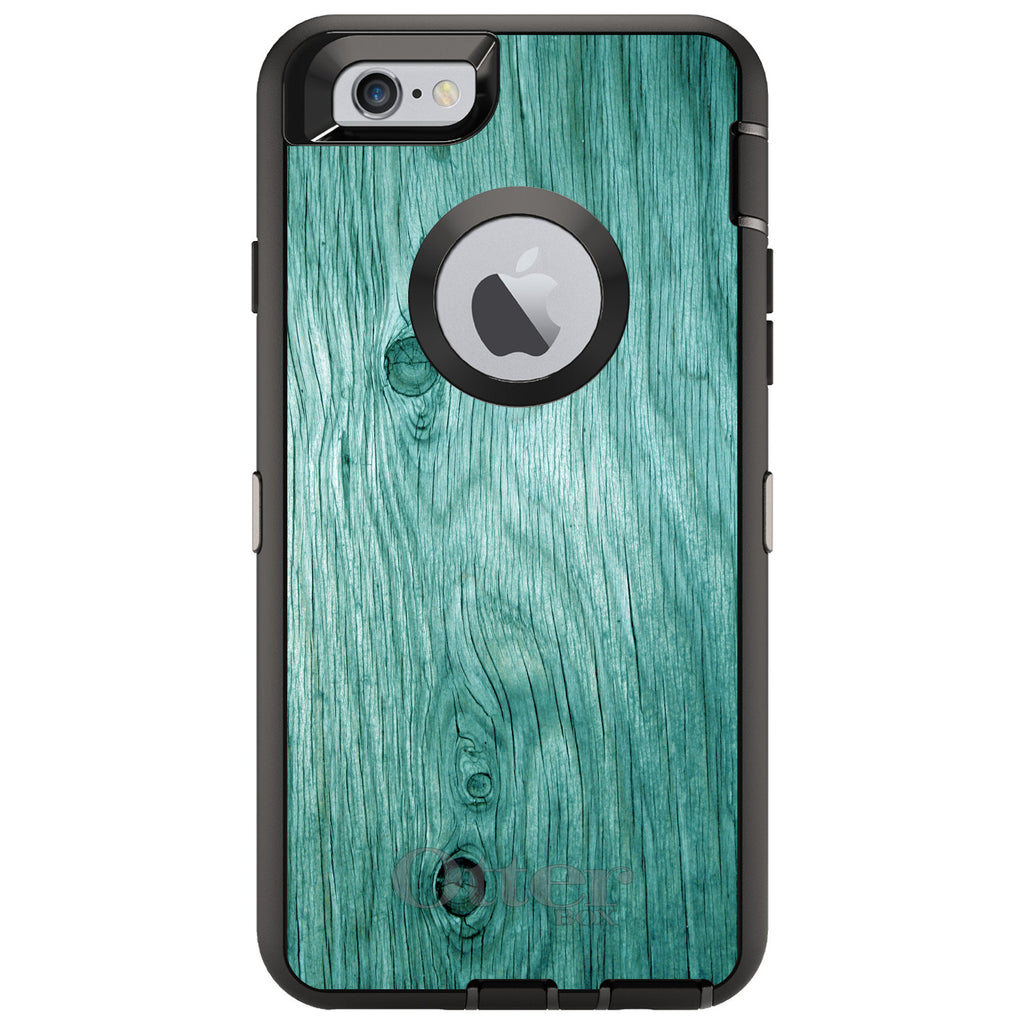 Teal Weathered Wood Grain Print OtterBox Defender Case for iPhone & Galaxy, view 4