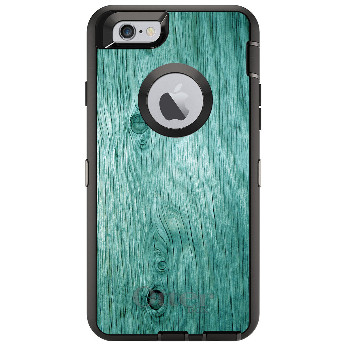 Teal Weathered Wood Grain Print OtterBox Defender Case for iPhone & Galaxy, view 4