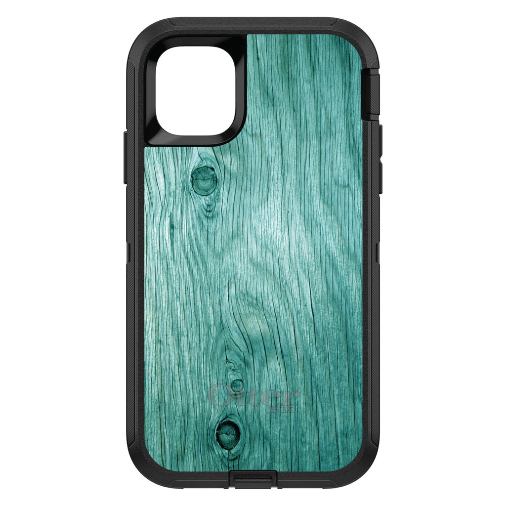 Teal Weathered Wood Grain Print OtterBox Defender Case for iPhone & Galaxy, view 2