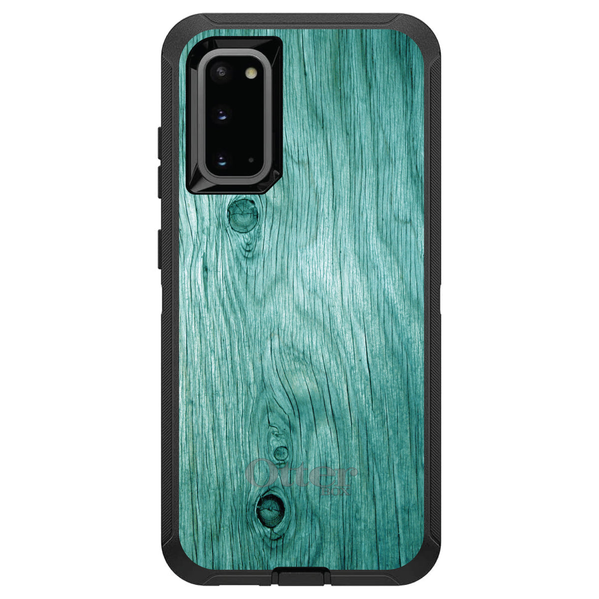 Teal Weathered Wood Grain Print OtterBox Defender Case for iPhone & Galaxy, view 8