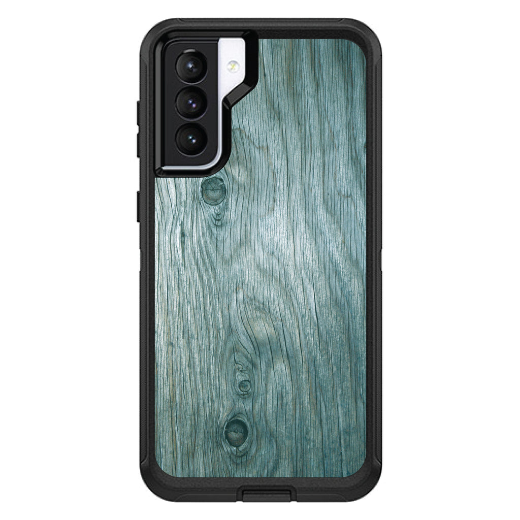 Teal Weathered Wood Grain Print OtterBox Defender Case for iPhone & Galaxy, view 5
