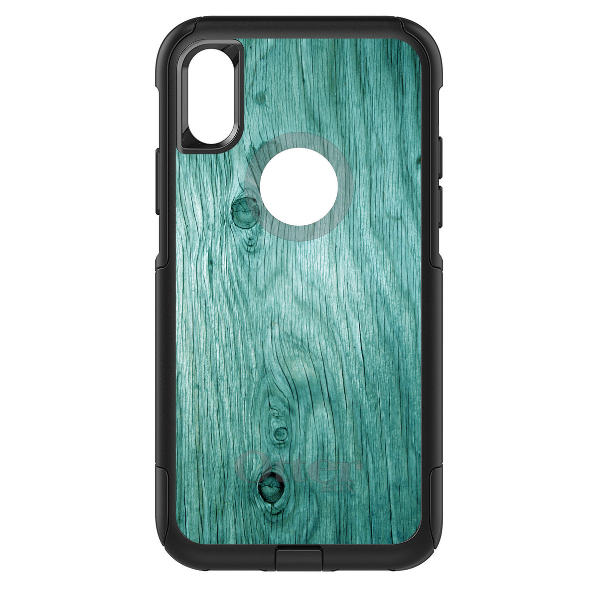 Teal Weathered Wood Grain Print OtterBox Commuter Case for iPhone & Galaxy, view 3