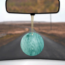 Teal Weathered Wood Grain Print Ceramic Ornament