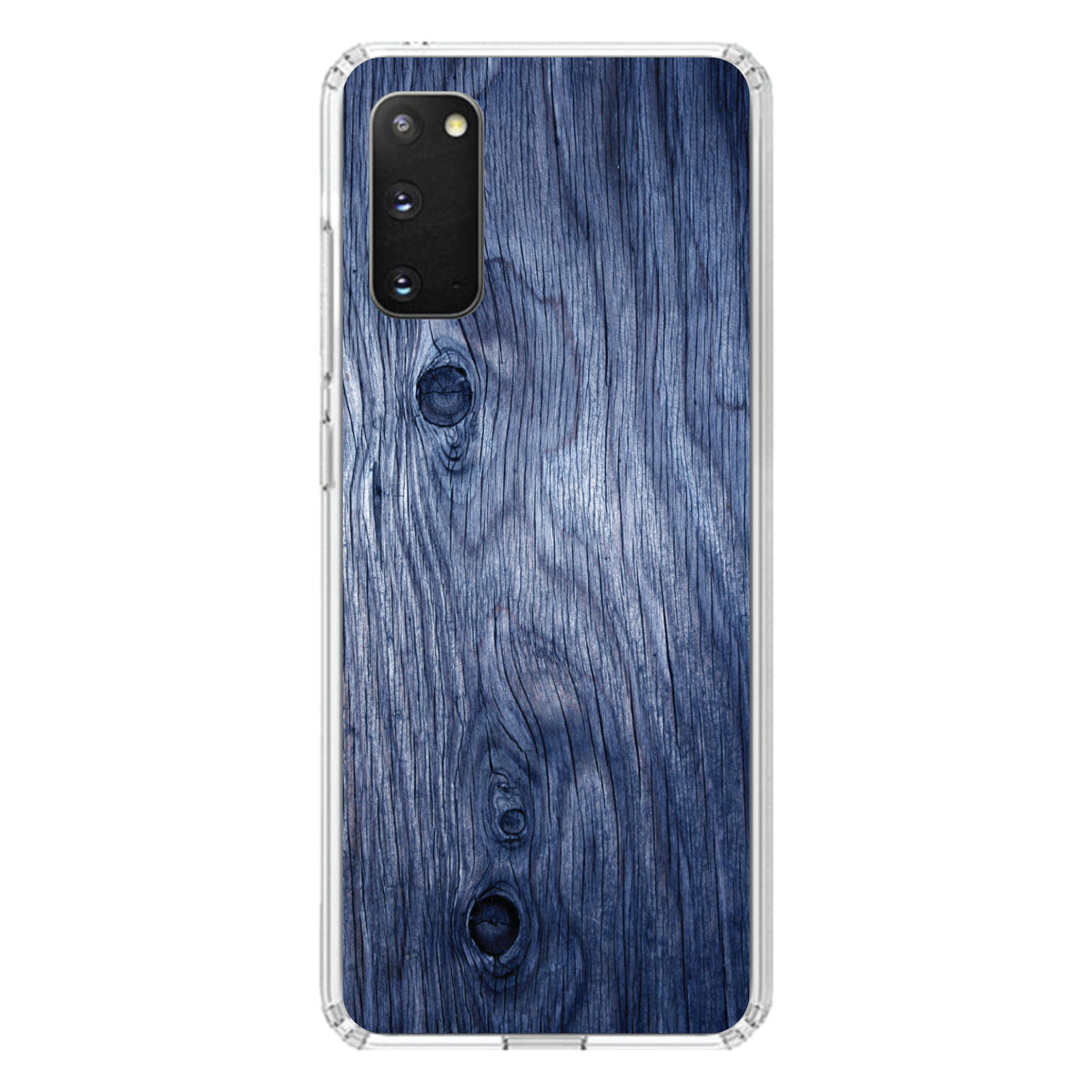 Dark Blue Weathered Wood Grain Print Clear Shockproof iPhone Case, view 13