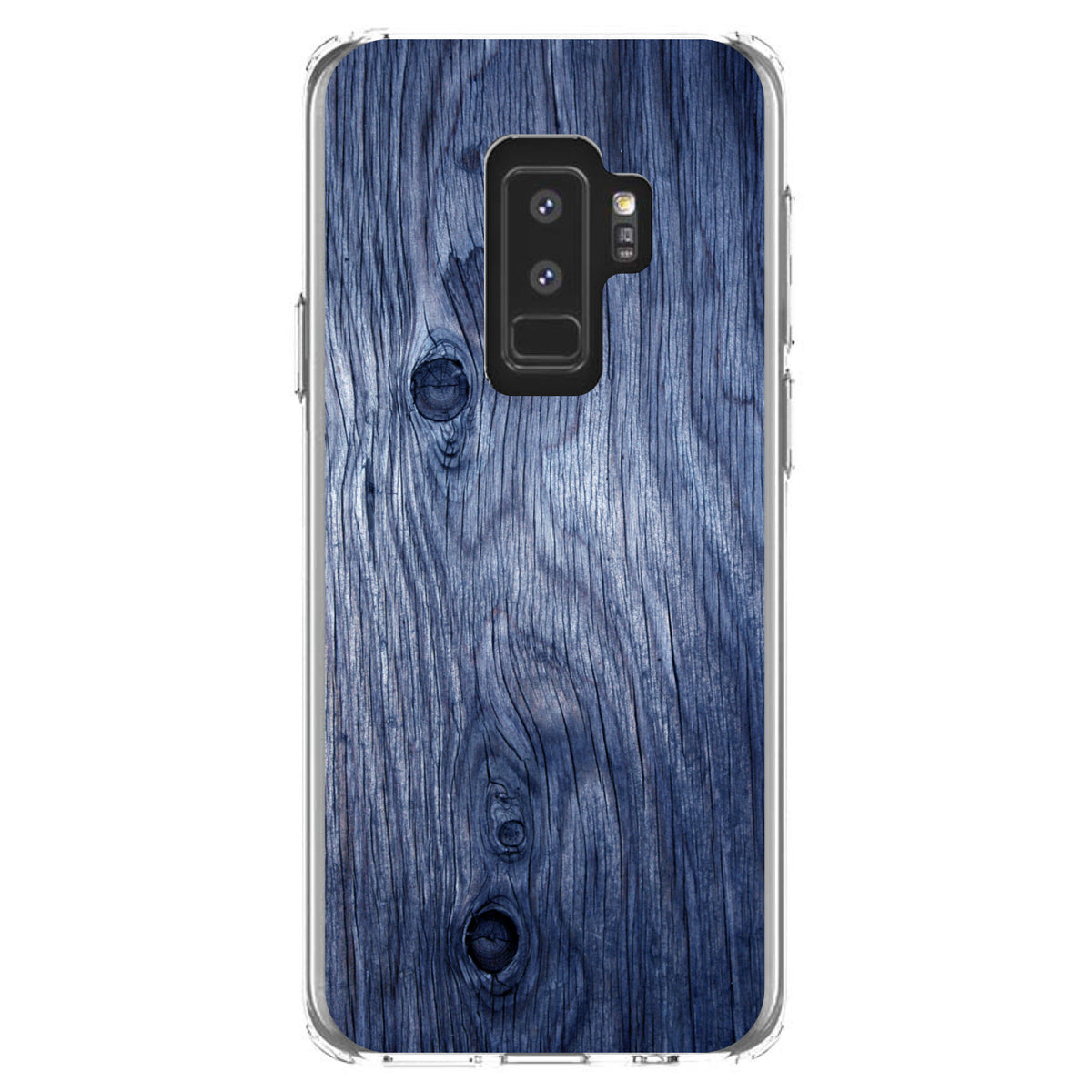 Dark Blue Weathered Wood Grain Print Clear Shockproof iPhone Case, view 20