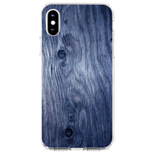DistinctInk® Clear Shockproof Hybrid Case for Apple iPhone / Samsung Galaxy / Google Pixel - Dark Blue Weathered Wood Grain Print