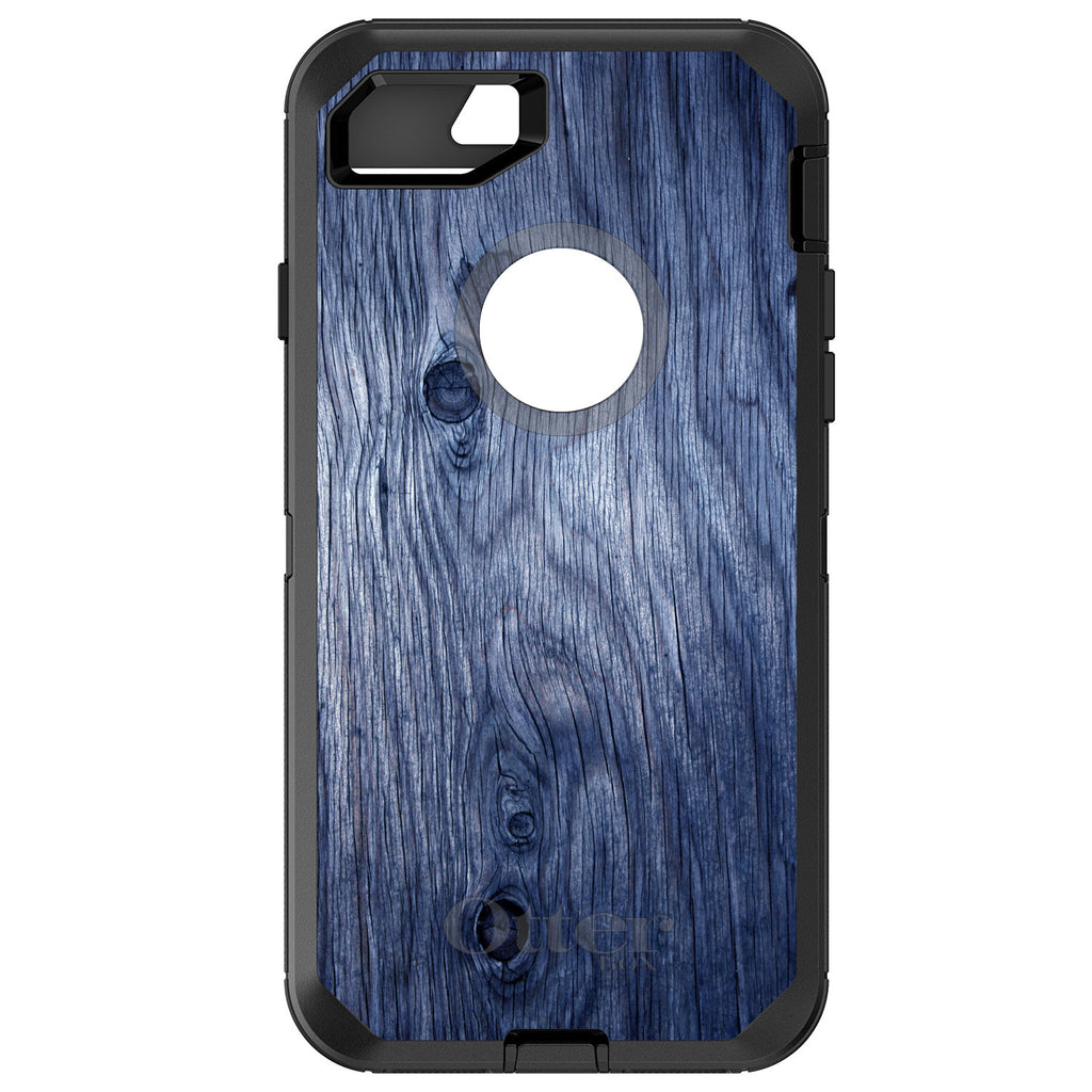 Dark Blue Weathered Wood Grain Print OtterBox Defender Case for iPhone & Galaxy