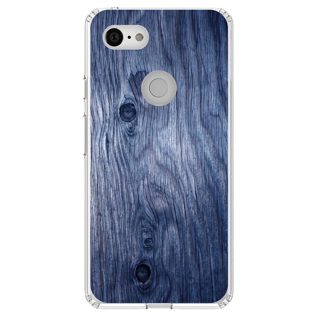 Dark Blue Weathered Wood Grain Print Clear Shockproof iPhone Case, view 22