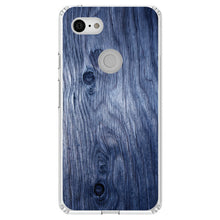 DistinctInk® Clear Shockproof Hybrid Case for Apple iPhone / Samsung Galaxy / Google Pixel - Dark Blue Weathered Wood Grain Print