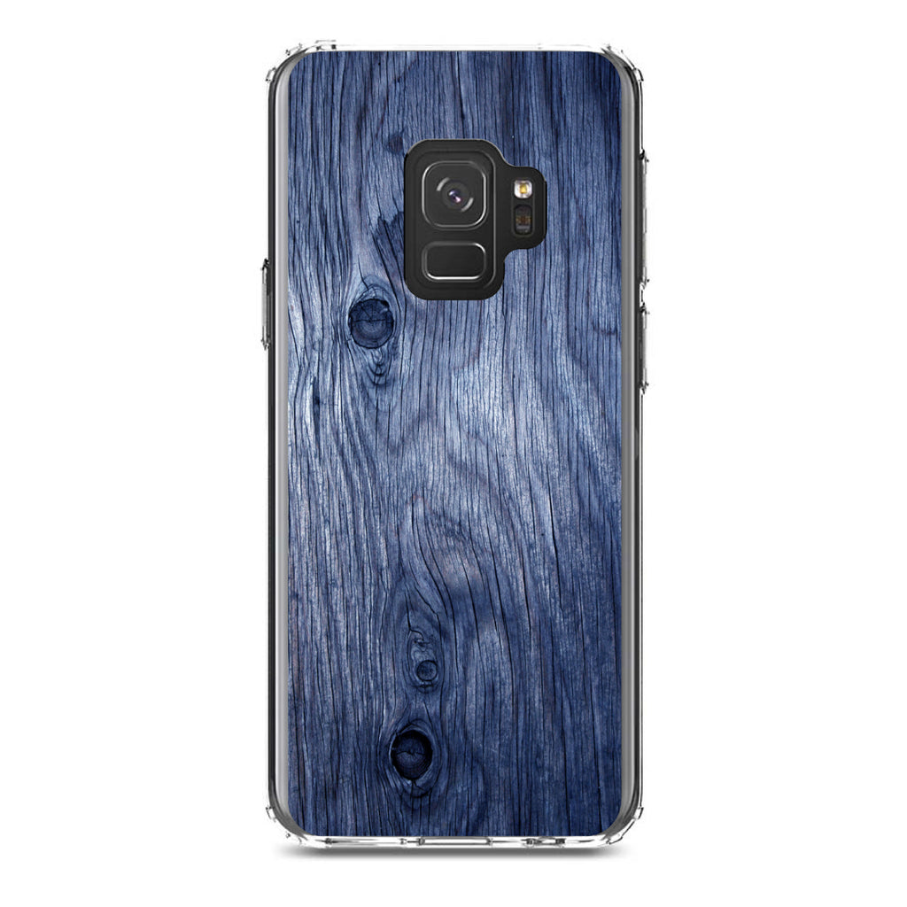 Dark Blue Weathered Wood Grain Print Clear Shockproof iPhone Case, view 19