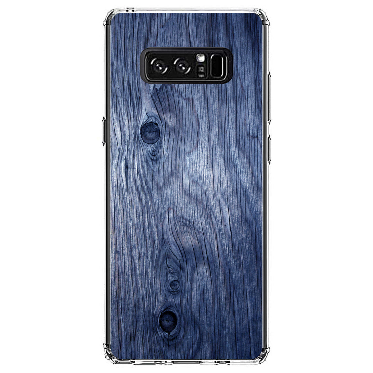 Dark Blue Weathered Wood Grain Print Clear Shockproof iPhone Case, view 12