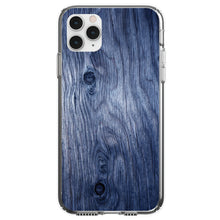 DistinctInk® Clear Shockproof Hybrid Case for Apple iPhone / Samsung Galaxy / Google Pixel - Dark Blue Weathered Wood Grain Print