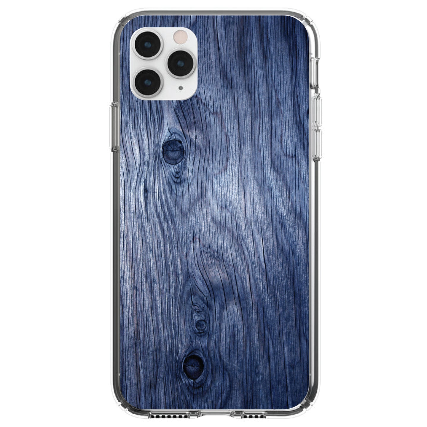 DistinctInk® Clear Shockproof Hybrid Case for Apple iPhone / Samsung Galaxy / Google Pixel - Dark Blue Weathered Wood Grain Print