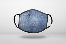 Dark Blue Weathered Wood Grain Print - 3-Ply Reusable Soft Face Mask Covering, Unisex, Cotton Inner Layer