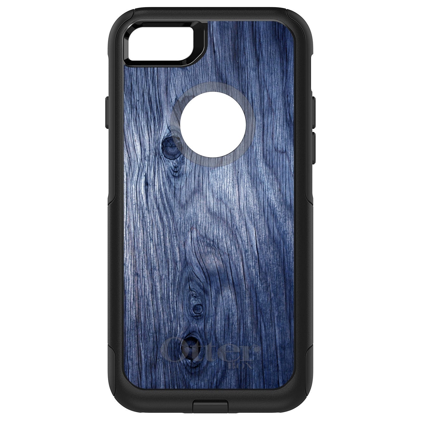 DistinctInk™ OtterBox Commuter Series Case for Apple iPhone or Samsung Galaxy - Dark Blue Weathered Wood Grain Print