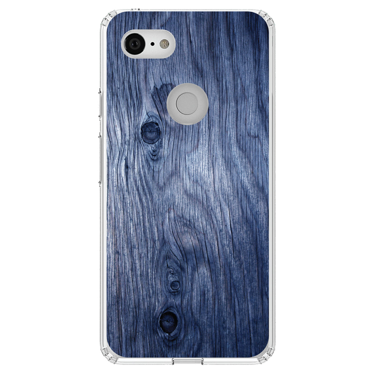 Dark Blue Weathered Wood Grain Print Clear Shockproof iPhone Case, view 21