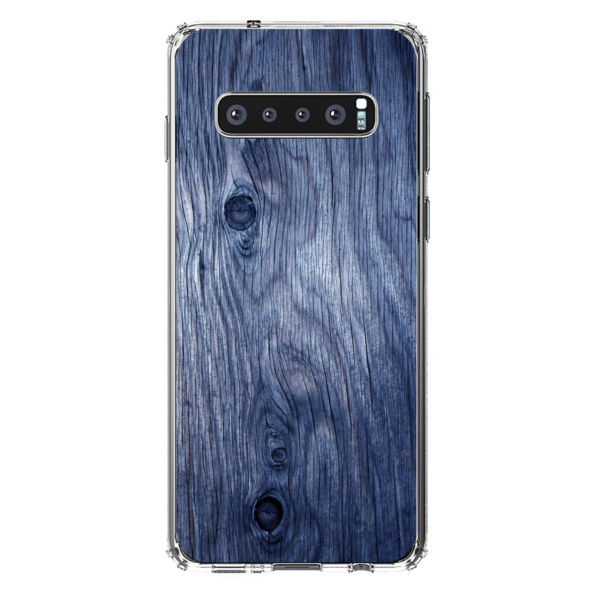 Dark Blue Weathered Wood Grain Print Clear Shockproof iPhone Case, view 17