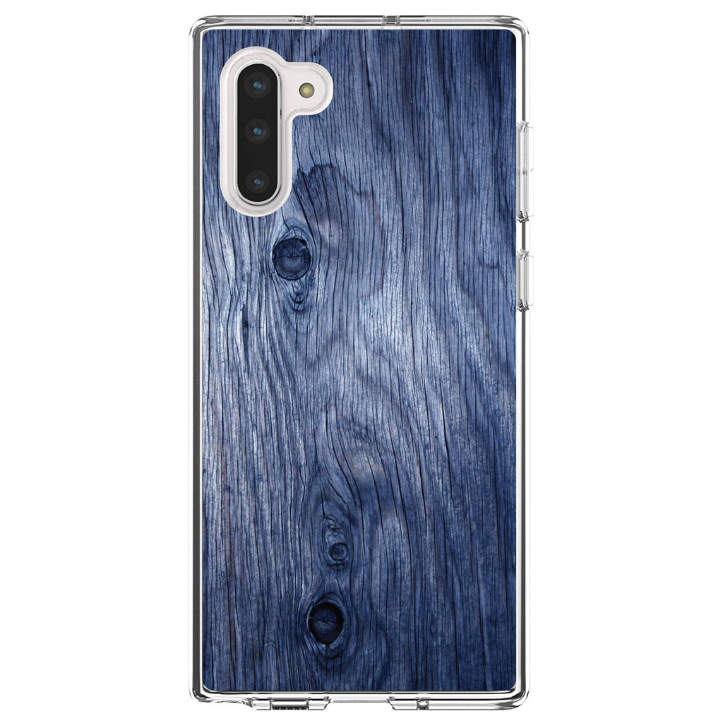 Dark Blue Weathered Wood Grain Print Clear Shockproof iPhone Case, view 9