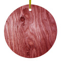 Dark Red Weathered Wood Grain Print Ceramic Ornament