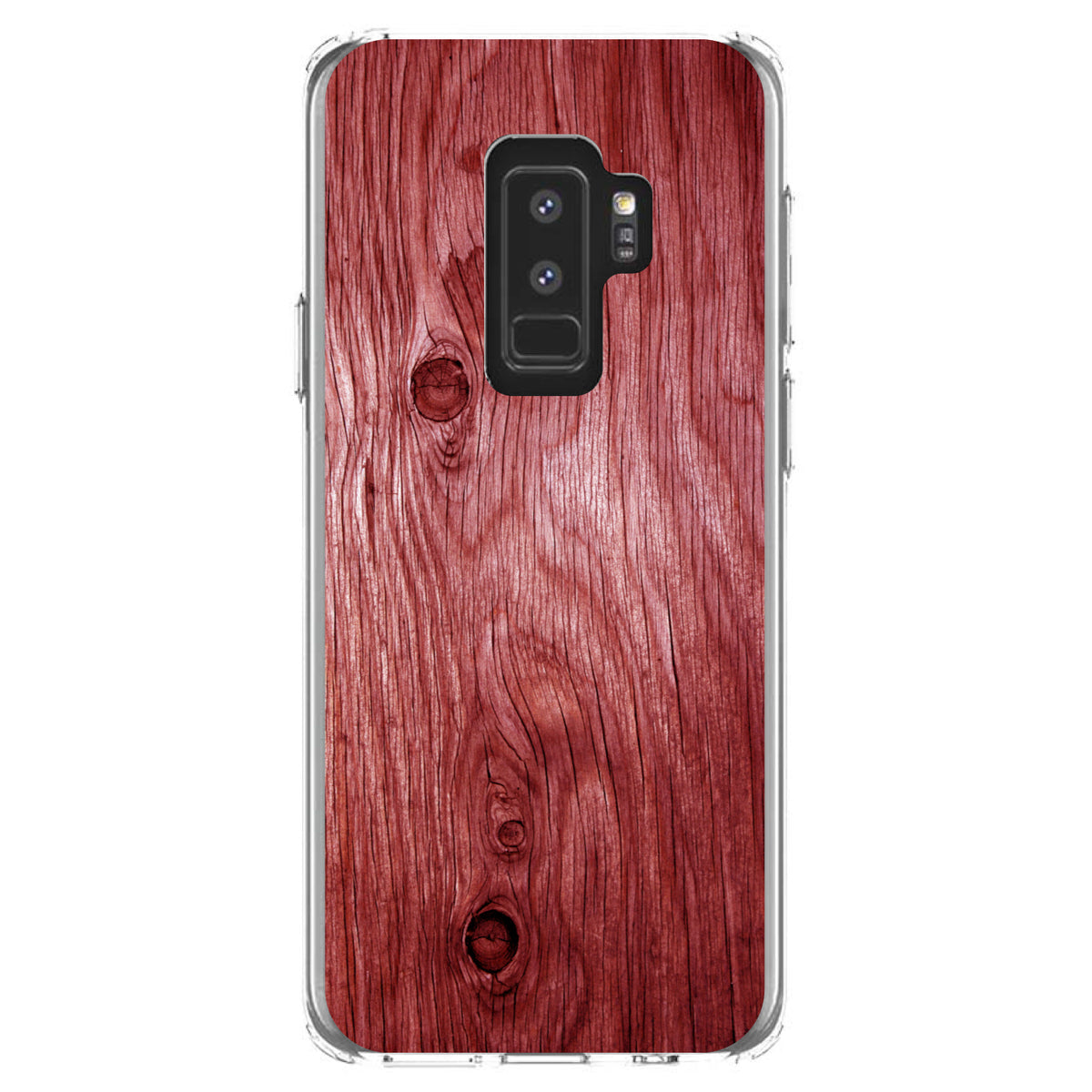 Dark Red Weathered Wood Grain Print Clear Shockproof iPhone Case, view 20
