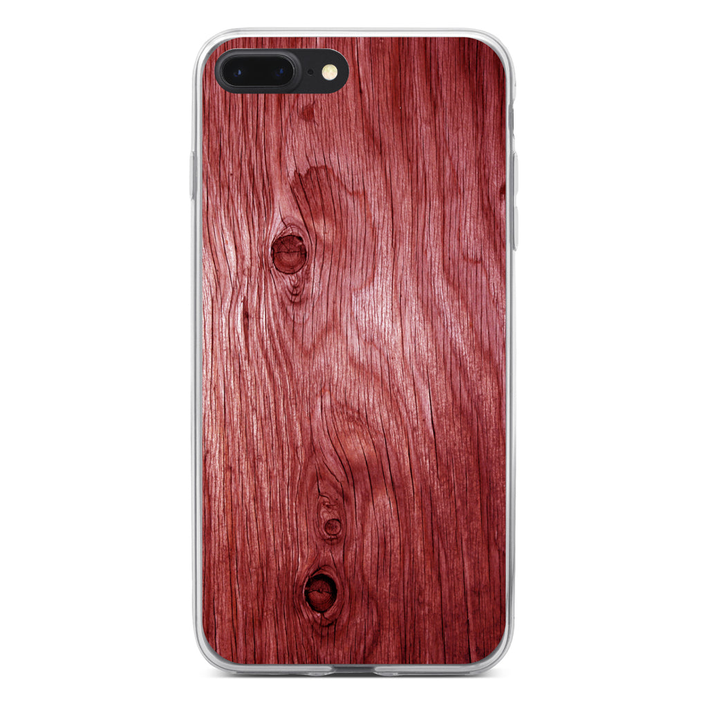 Dark Red Weathered Wood Grain Print Clear Shockproof iPhone Case, view 6