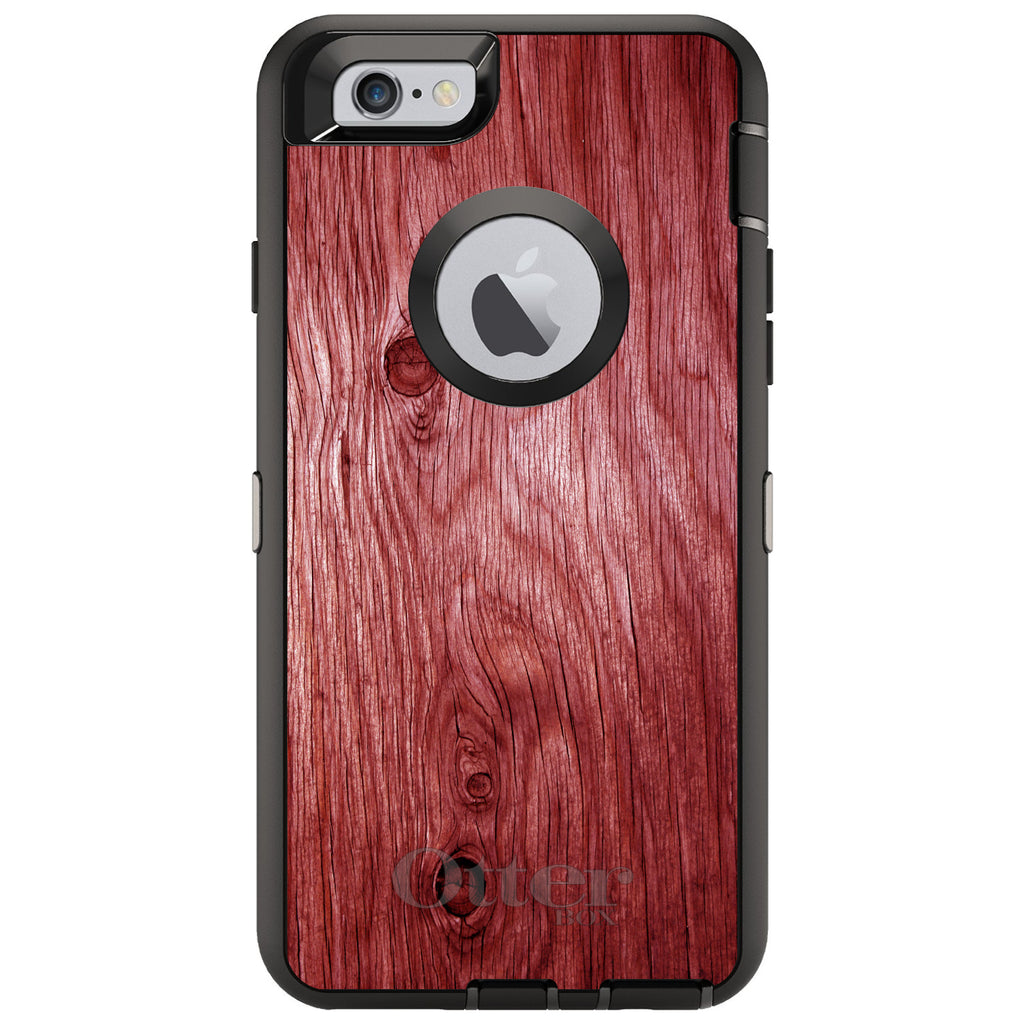 Dark Red Weathered Wood Grain Print OtterBox Defender Case for iPhone & Galaxy, view 4