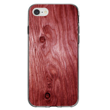 DistinctInk® Clear Shockproof Hybrid Case for Apple iPhone / Samsung Galaxy / Google Pixel - Dark Red Weathered Wood Grain Print