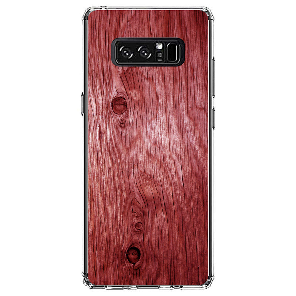 Dark Red Weathered Wood Grain Print Clear Shockproof iPhone Case, view 12