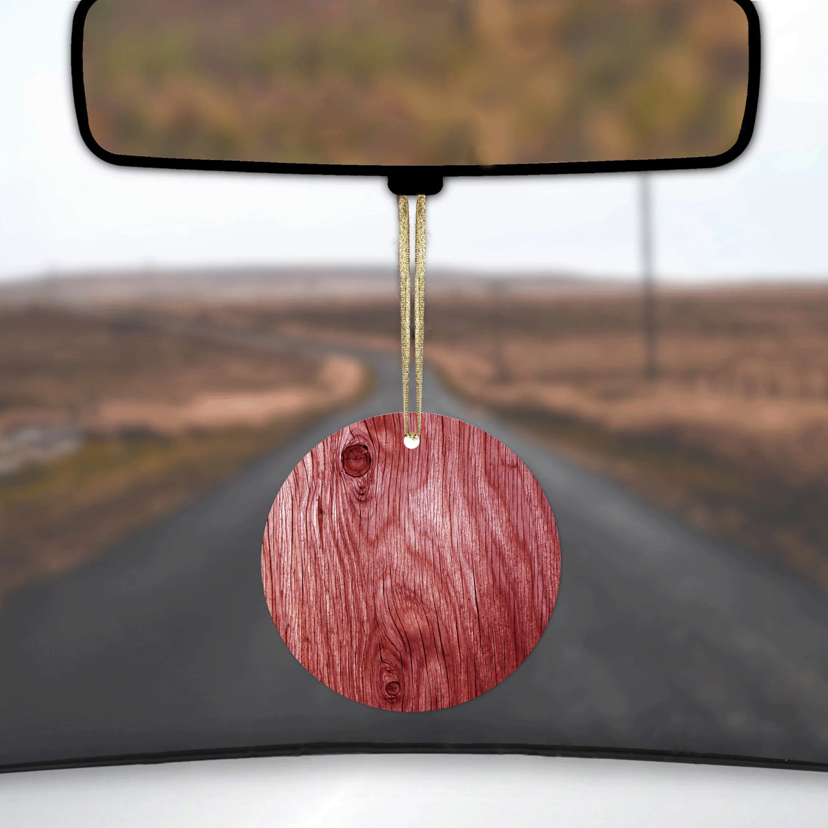 Dark Red Weathered Wood Grain Print Ceramic Ornament, view 3