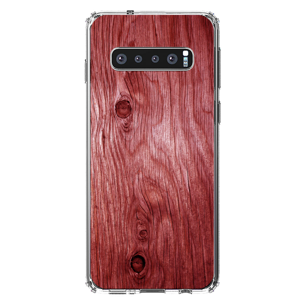 Dark Red Weathered Wood Grain Print Clear Shockproof iPhone Case, view 16