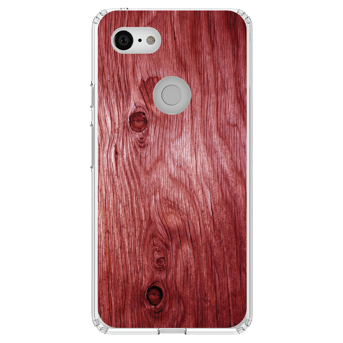 Dark Red Weathered Wood Grain Print Clear Shockproof iPhone Case, view 22