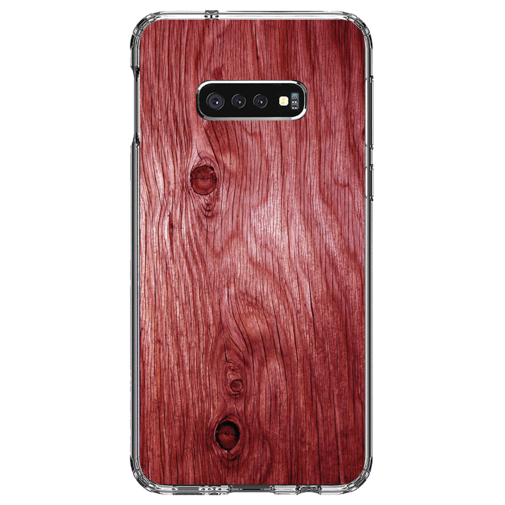 Dark Red Weathered Wood Grain Print Clear Shockproof iPhone Case, view 18