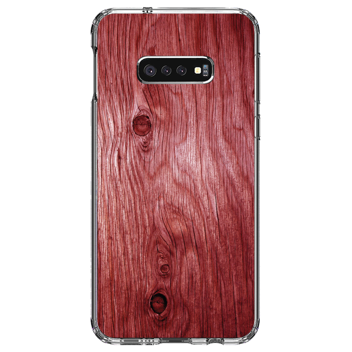 Dark Red Weathered Wood Grain Print Clear Shockproof iPhone Case, view 18