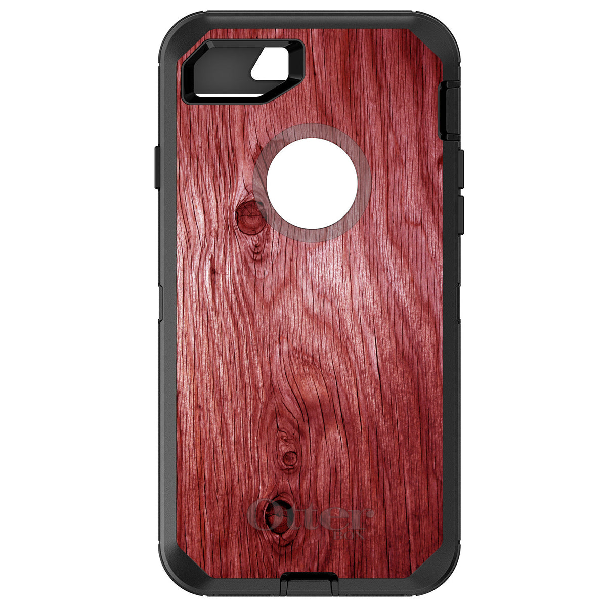 Dark Red Weathered Wood Grain Print OtterBox Defender Case for iPhone & Galaxy