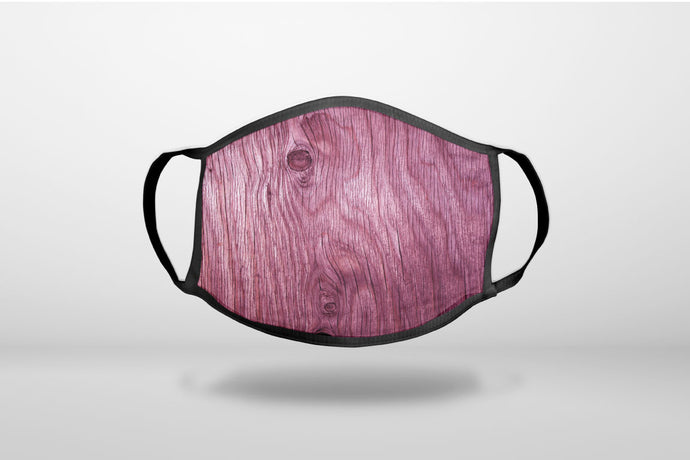 Fuchsia Weathered Wood Grain Print - 3-Ply Reusable Soft Face Mask Covering, Unisex, Cotton Inner Layer