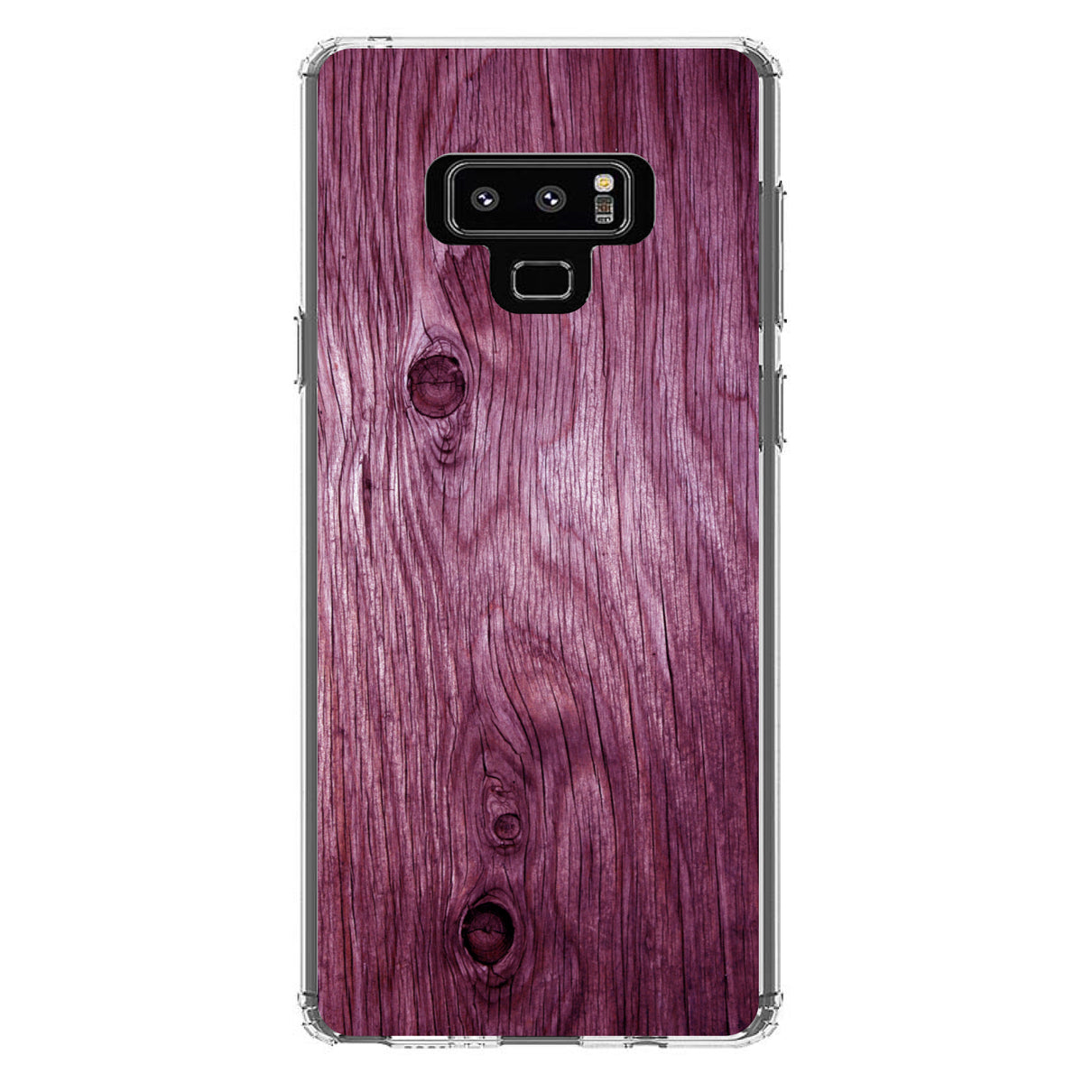 Fuchsia Weathered Wood Grain Print Clear Shockproof iPhone Case, view 11