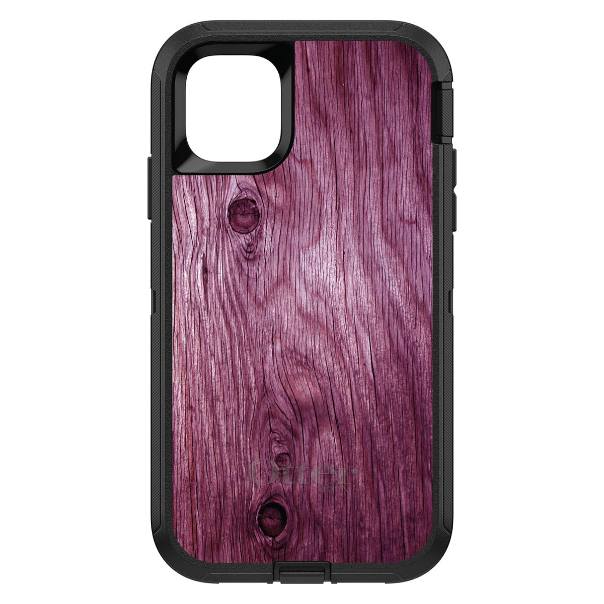 Fuchsia Weathered Wood Grain Print OtterBox Defender Case for iPhone & Galaxy, view 2