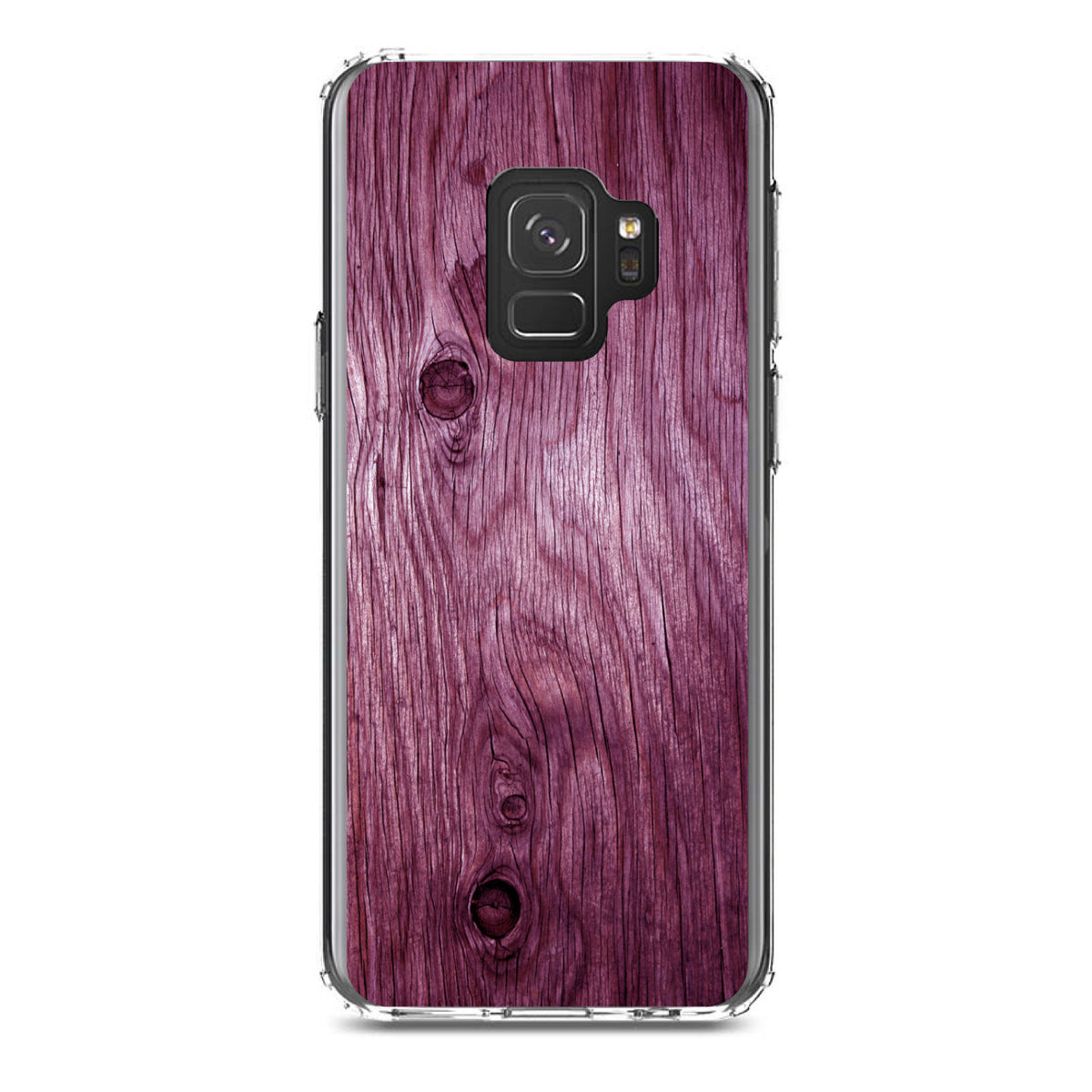 Fuchsia Weathered Wood Grain Print Clear Shockproof iPhone Case, view 19