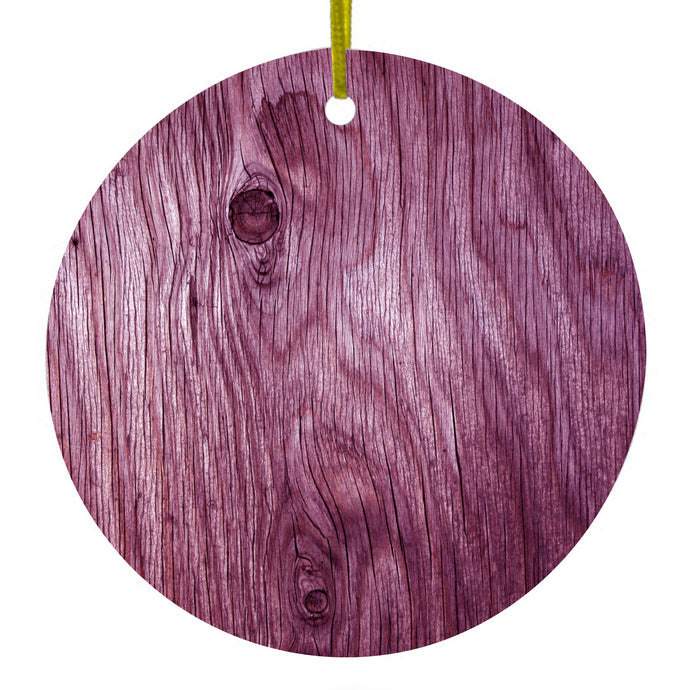 Fuchsia Weathered Wood Grain Print Ceramic Ornament