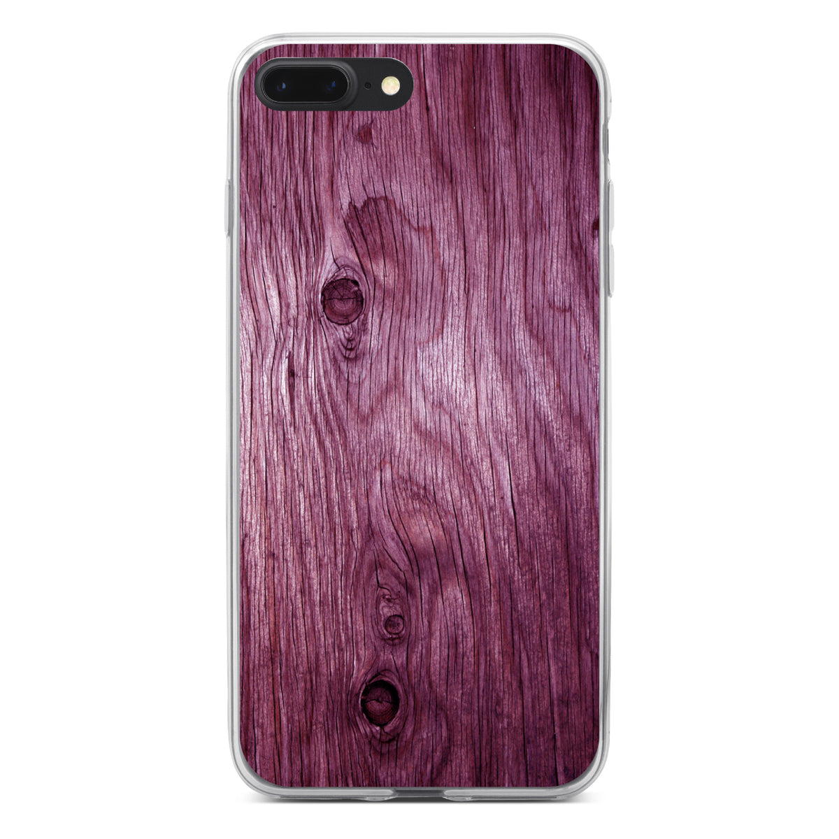 Fuchsia Weathered Wood Grain Print Clear Shockproof iPhone Case, view 6