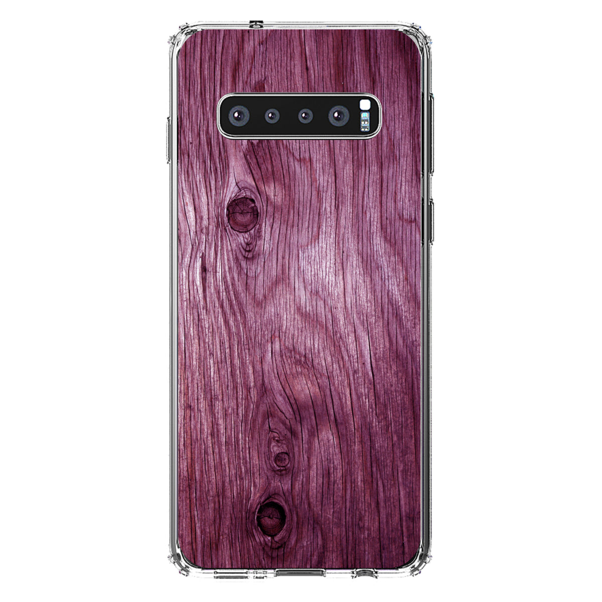 Fuchsia Weathered Wood Grain Print Clear Shockproof iPhone Case, view 17