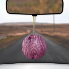 DistinctInk® Hanging Ceramic Christmas Tree Ornament with Gold String - Great Gift / Present - 2 3/4 inch Diameter - Fuchsia Weathered Wood Grain Print