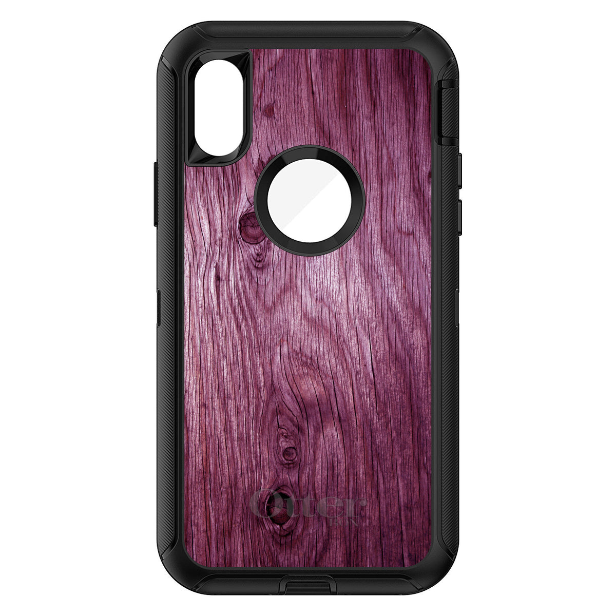 Fuchsia Weathered Wood Grain Print OtterBox Defender Case for iPhone & Galaxy, view 3